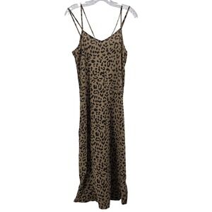 Aerie Leopard Midi Slip Dress Small Brown Animal Print Boho Eclectic Grunge